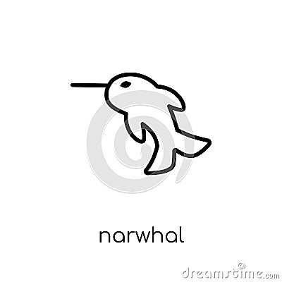 Narwhal icon. Trendy modern flat linear vector Narwhal icon on w Vector Illustration