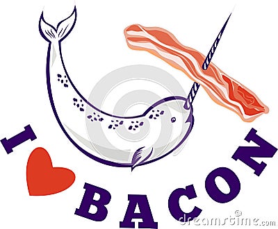 Narwhal whale i love bacon Stock Photo