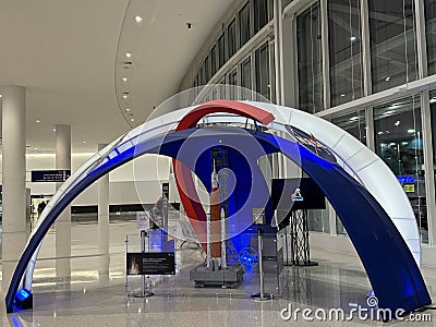 NASA exhibit at MSY Louis Armstrong New Orleans International Airport in Louisiana Editorial Stock Photo