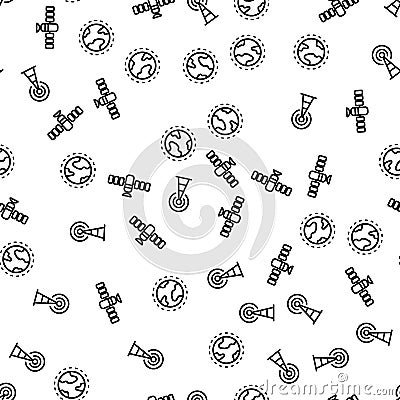 NASA Launch Orbit Satellite Earth Seamless Pattern Vector Illustration