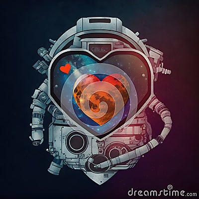 nasa space exploration style heart, neural network generated art Stock Photo