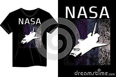 Nasa space shuttle vintage t shirt design Vector Illustration
