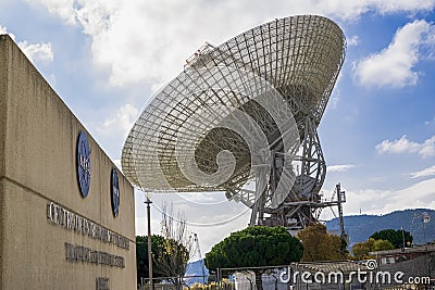 Nasa Training Center, with a large antenna that scrutinizes the deep space. Editorial Stock Photo