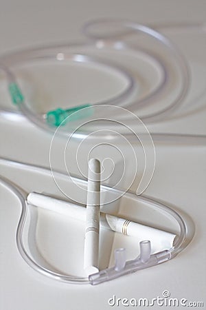 Nasal cannula for oxygen delivery Stock Photo