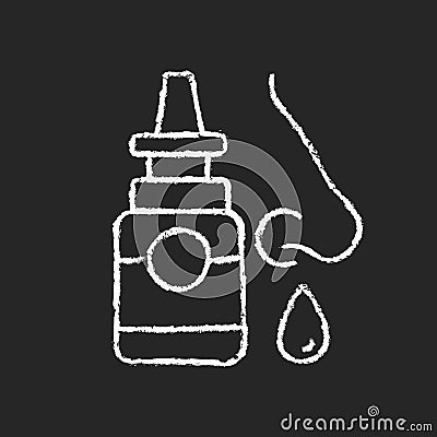 Nasal spray chalk white icon on dark background Vector Illustration