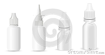 Nasal Spray. Nose Decongestant Bottle. Flu Remedy Vector Illustration