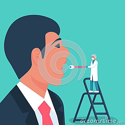 Nasal swab laboratory test from mouth vector Vector Illustration