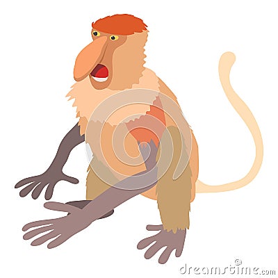 Nasalis monkey icon, cartoon style Vector Illustration