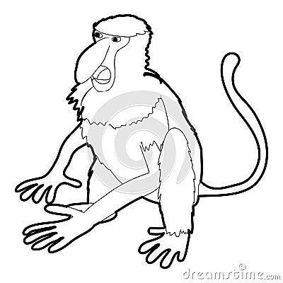 Nasalis monkey icon outline Vector Illustration