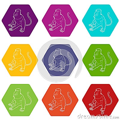 Nasalis monkey icons set 9 vector Vector Illustration