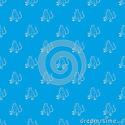 Nasalis monkey pattern vector seamless blue Vector Illustration