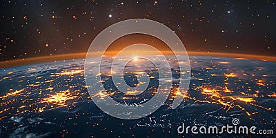 NASAs Earth element network data connection for cyber security and digital data. Concept NASA, Stock Photo