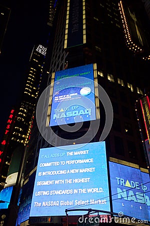 Nasdaq sign at Times Square, Manhattan Editorial Stock Photo