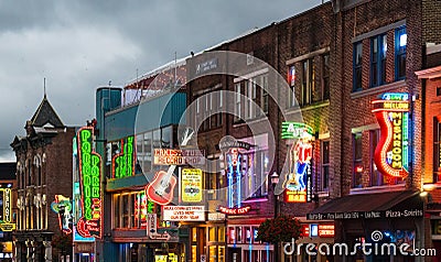 Nashville Broadway Strip Editorial Stock Photo