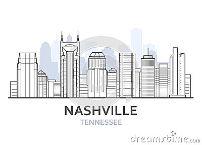 Nashville city skyline, Tennessee - cityscape of Nashville, skyline of downtown Vector Illustration