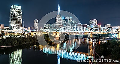 Nashville Night Skyline Stock Photo