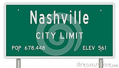 Nashville road sign showing population and elevation Stock Photo