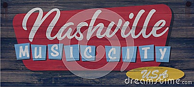 Nashville Sign Art wood plaque Stock Photo