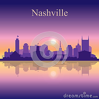 Nashville silhouette on sunset background Vector Illustration