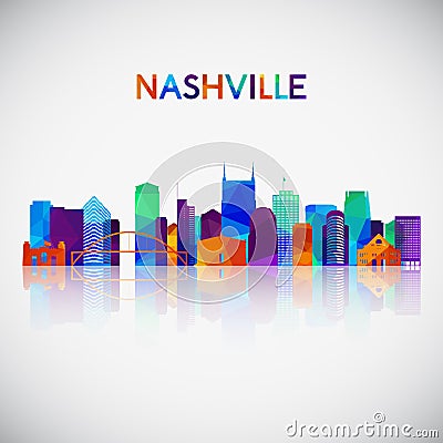 Nashville skyline silhouette in colorful geometric style. Vector Illustration