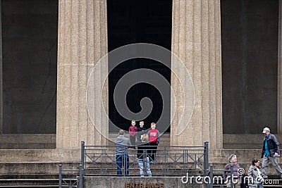 Nashville, Tennessee - March 25, 2019 : People walking around the Parthenon in Centennial Park Editorial Stock Photo