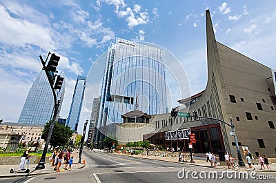 Nashville, Tennessee, U.S.A - June 26, 2022 - The Bridgestone building and Country Music Hall of Fame Museum during the day Editorial Stock Photo