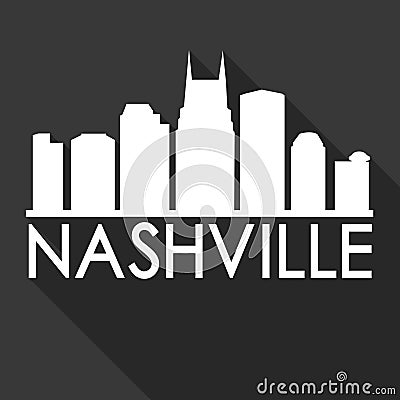 Nashville Tennessee USA city Icon Vector Art Design Skyline Night Flat Shadow Vector Illustration