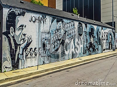 Nashville, TN USA - Johnny Cash Street Mural Editorial Stock Photo