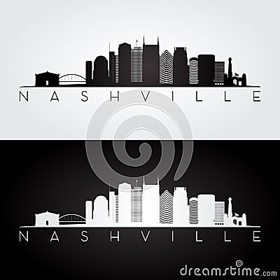 Nashville USA skyline and landmarks silhouette. Vector Illustration