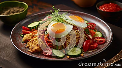 Nasi Goreng Kampung is a dish from Malaysia Stock Photo