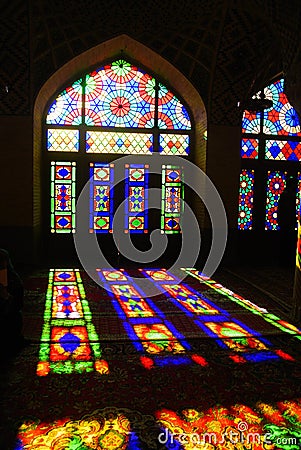 Nasir Al-Mulk Mosque in Shiraz, Iran. Editorial Stock Photo