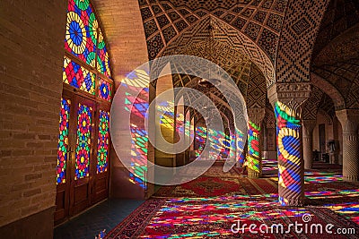 Nasir Al-Mulk Mosque in Shiraz, Iran Editorial Stock Photo