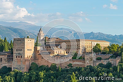 Nasrid Palaces and Palace Charles V, Alhambra, Granada Editorial Stock Photo