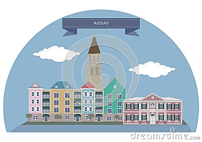 Nassau, Bahamas Vector Illustration