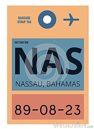 Nassau airport luggage tag Vector Illustration