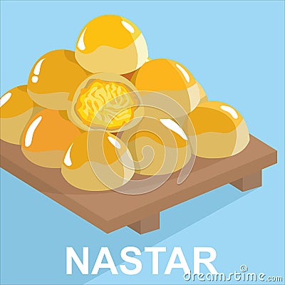 Nastar is a kind of pastry made from flour, butter and egg mixture filled with pineapple jam. usually served for Eid al-Fitr Stock Photo