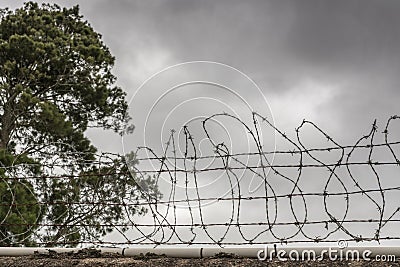 Nasty Fence at MOTAT Aviation Display site in Auckland. Stock Photo