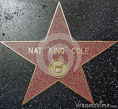 Nat King Cole`s star on Hollywood Walk of Fame Editorial Stock Photo