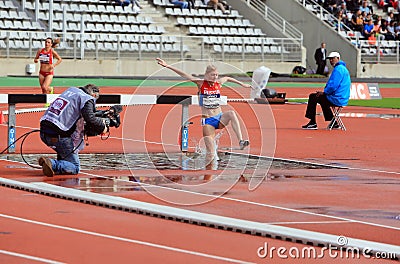 Natalya Aristarkhova from Russia COMPETE on the 3000 meters steeple on DecaNation International Outdoor Games Editorial Stock Photo