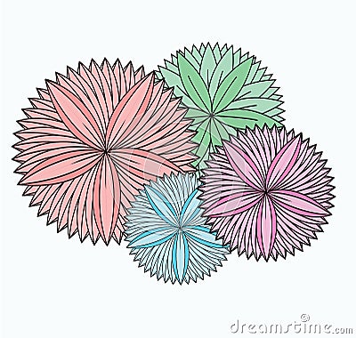 Vector illustration of flowers like a wheel based background or pattern Cartoon Illustration