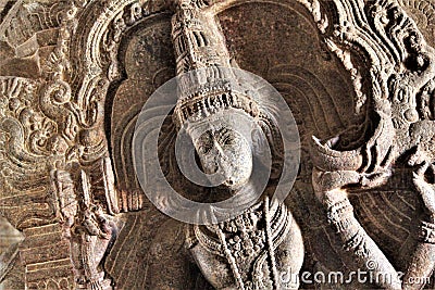 Nataraj Shiva Stone Carving at Veerabhadra Temple, Lepakshi Stock Photo