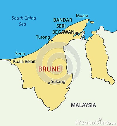 Nation of Brunei, the Abode of Peace - map - vector Vector Illustration