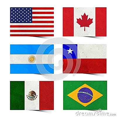 Nation Flag ( America ) tag recycled paper Stock Photo