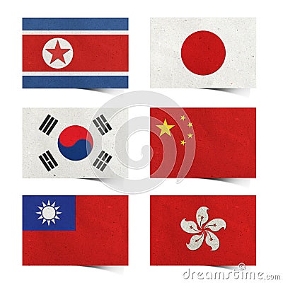 Nation Flag ( asia ) tag recycled paper Stock Photo