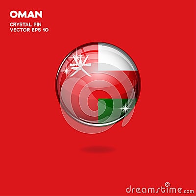 Oman State Flag 3D Button Stock Photo