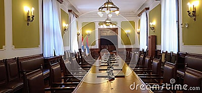 National Assembly of Serbia, interior of boardroom of House of Assembly Editorial Stock Photo