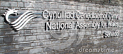 National Assembly Wales sign Editorial Stock Photo