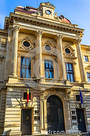 National bank of Romania Banca Nationala a Romaniei. BNR is the Romanian Central bank. BNR headquarters in Bucharest, Romania, Editorial Stock Photo