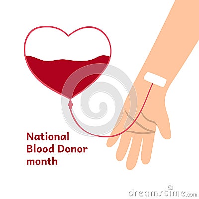 National blood donor month flat vector poster template Vector Illustration