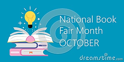 National Book Month is an annual designation observed in October. Celebration focuses on the importance of reading Vector Illustration